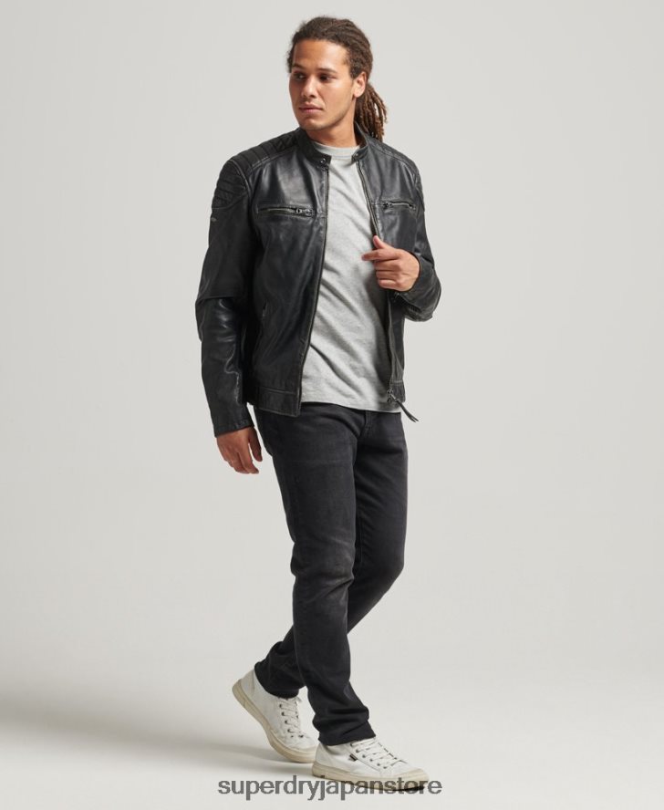 レザーモトレーサージャケット 男性 Superdry 衣類 黒 2J62PZ920