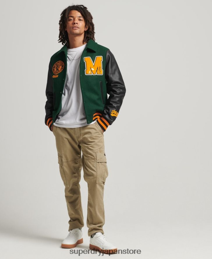 カレッジバーシティパッチ ボンバージャケット 男性 Superdry 衣類 緑 2J62PZ933