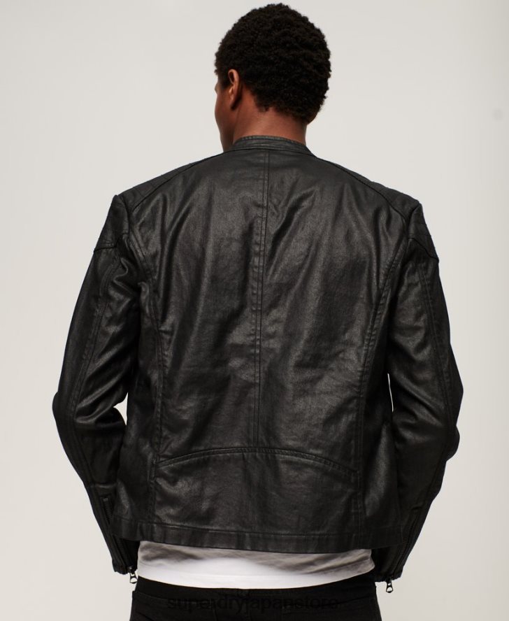 ヴィンテージ コーティング デニム レーサー ジャケット 男性 Superdry 衣類 黒 2J62PZ945