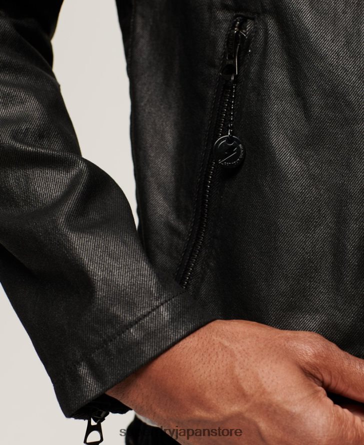 ヴィンテージ コーティング デニム レーサー ジャケット 男性 Superdry 衣類 黒 2J62PZ945