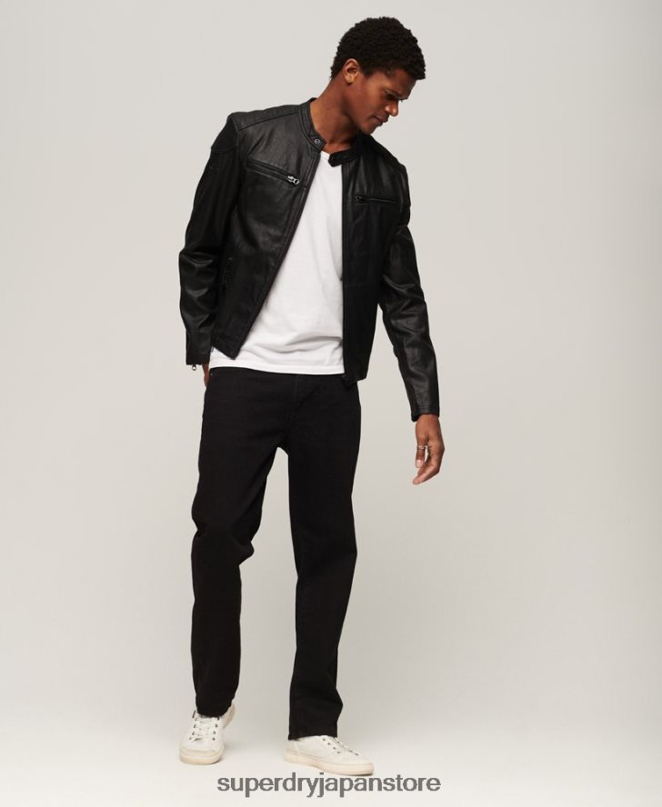 ヴィンテージ コーティング デニム レーサー ジャケット 男性 Superdry 衣類 黒 2J62PZ945
