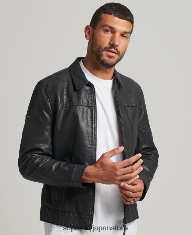 スリムフィットコーチレザージャケット 男性 Superdry 衣類 黒 2J62PZ948