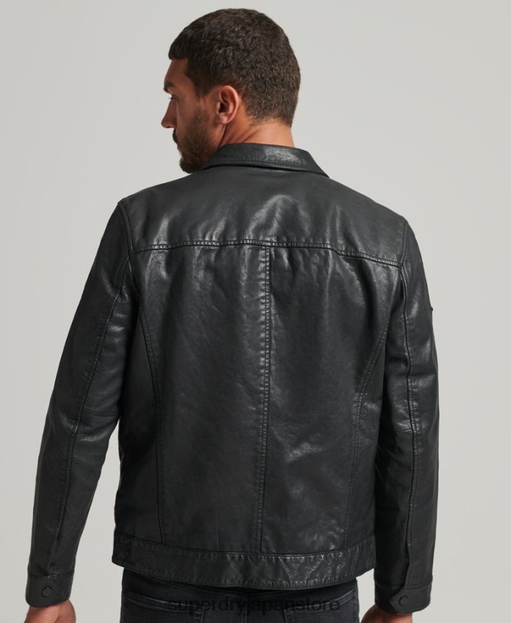 スリムフィットコーチレザージャケット 男性 Superdry 衣類 黒 2J62PZ948