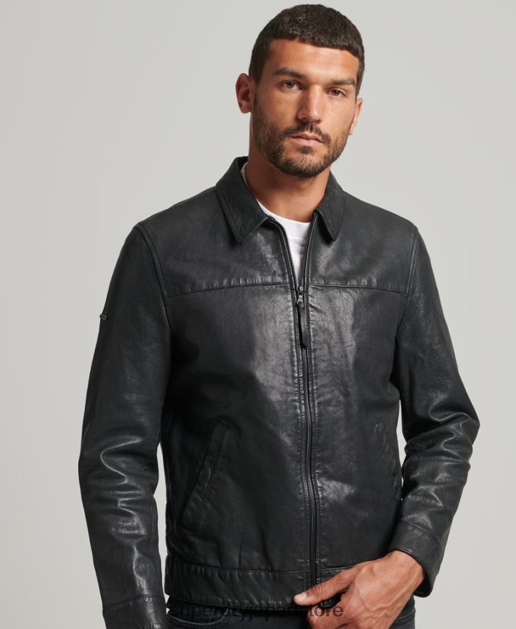 スリムフィットコーチレザージャケット 男性 Superdry 衣類 黒 2J62PZ948