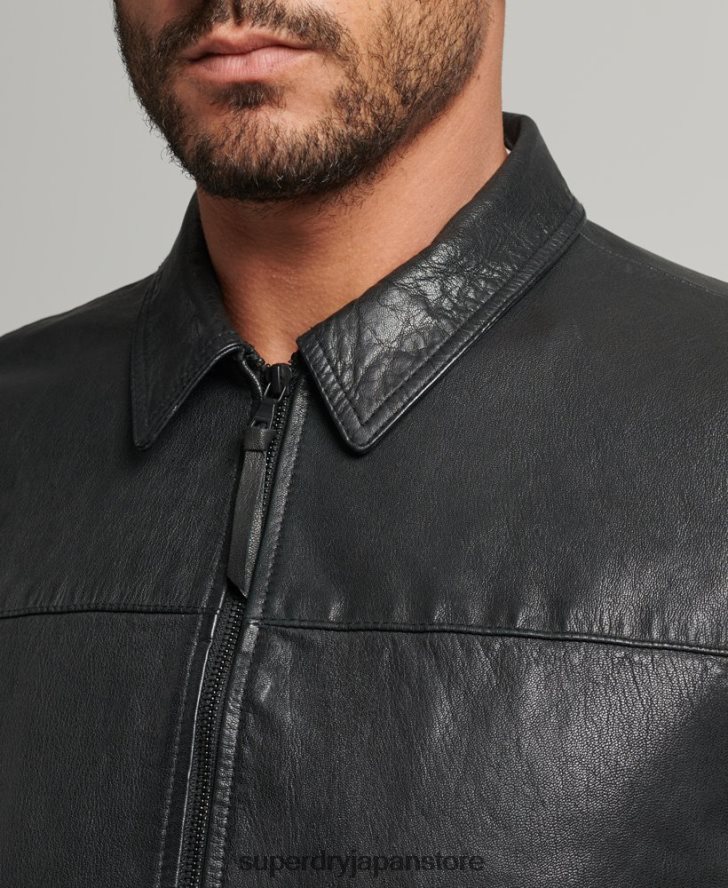 スリムフィットコーチレザージャケット 男性 Superdry 衣類 黒 2J62PZ948