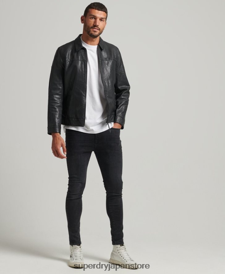 スリムフィットコーチレザージャケット 男性 Superdry 衣類 黒 2J62PZ948