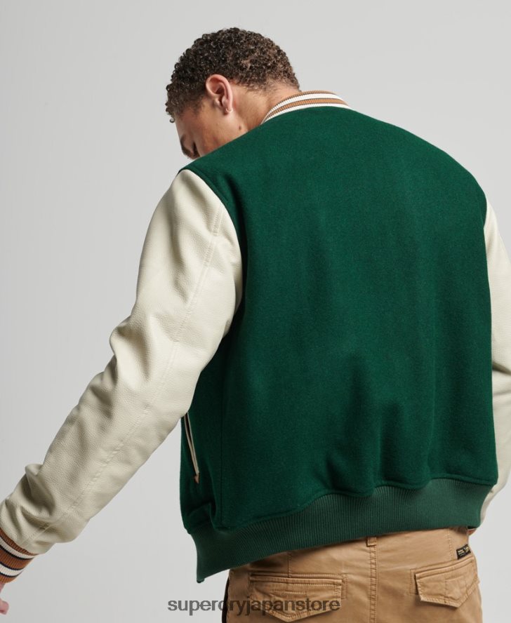 ヴィンテージカレッジバーシティボンバージャケット 男性 Superdry 衣類 緑 2J62PZ951