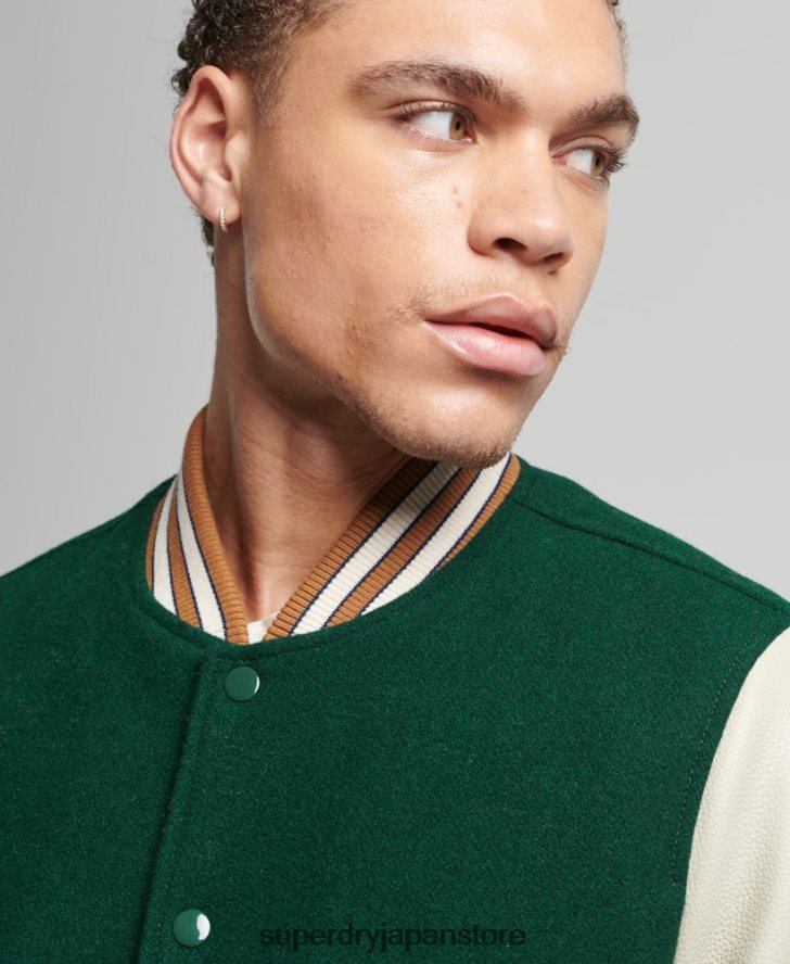ヴィンテージカレッジバーシティボンバージャケット 男性 Superdry 衣類 緑 2J62PZ951