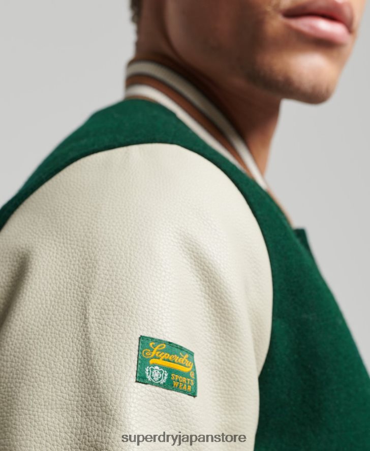 ヴィンテージカレッジバーシティボンバージャケット 男性 Superdry 衣類 緑 2J62PZ951