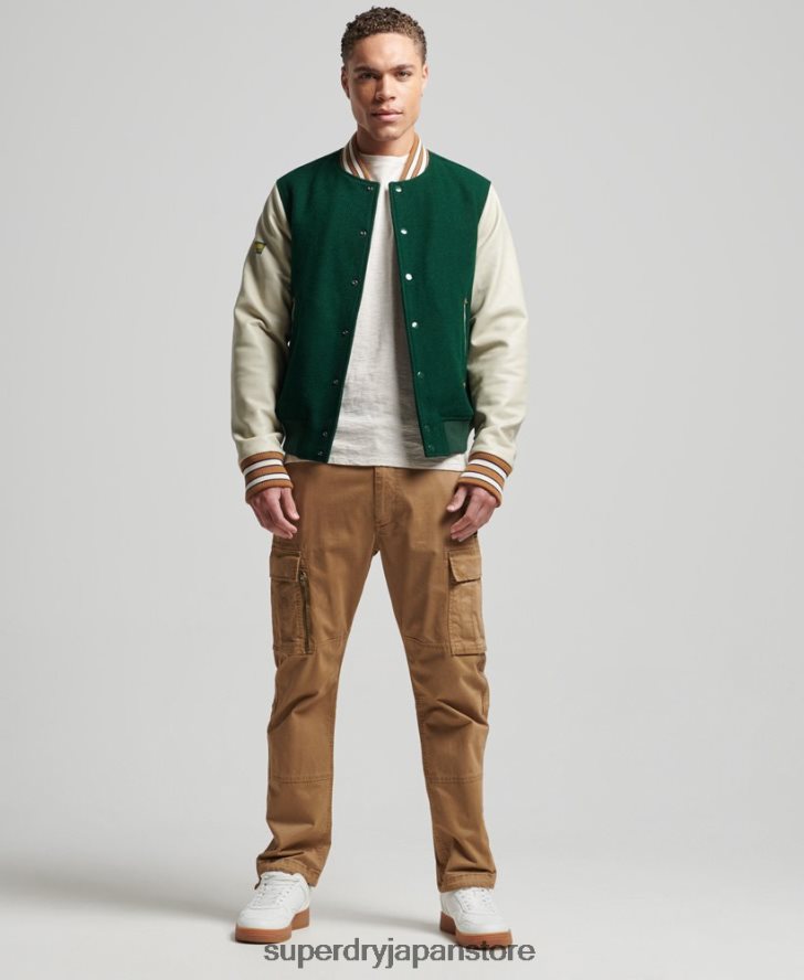 ヴィンテージカレッジバーシティボンバージャケット 男性 Superdry 衣類 緑 2J62PZ951