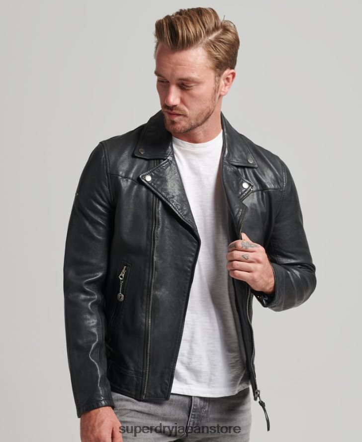 レザーバイカージャケット 男性 Superdry 衣類 黒 2J62PZ953