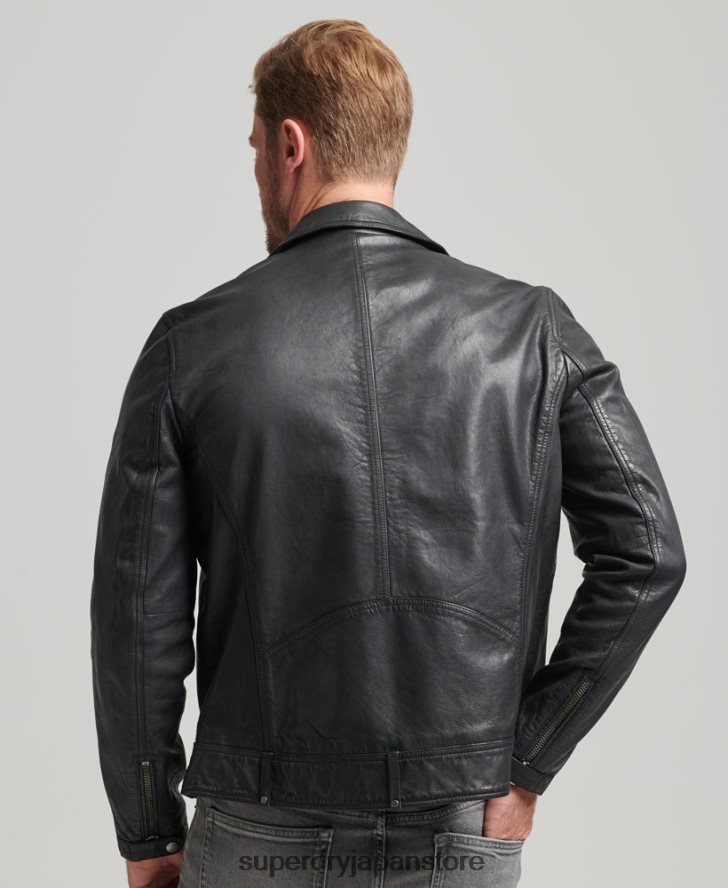 レザーバイカージャケット 男性 Superdry 衣類 黒 2J62PZ953