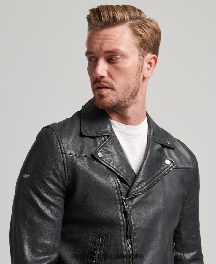 レザーバイカージャケット 男性 Superdry 衣類 黒 2J62PZ953