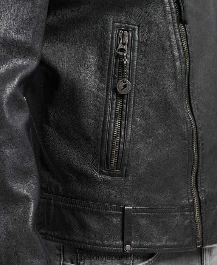 レザーバイカージャケット 男性 Superdry 衣類 黒 2J62PZ953
