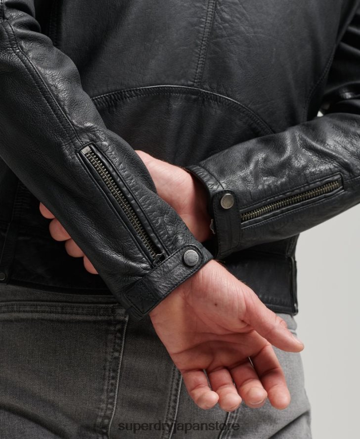 レザーバイカージャケット 男性 Superdry 衣類 黒 2J62PZ953