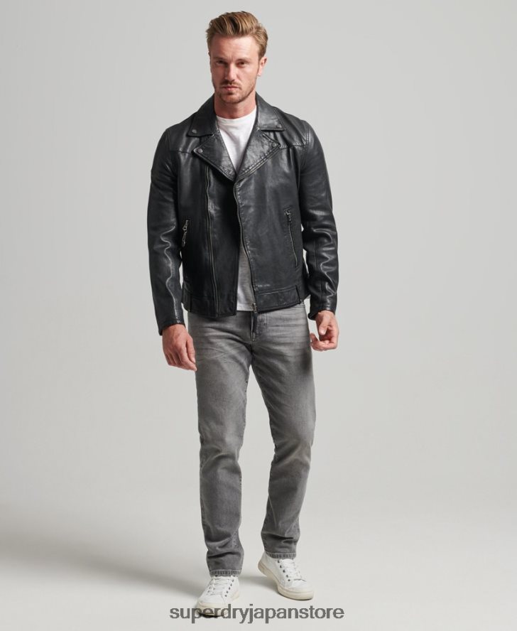 レザーバイカージャケット 男性 Superdry 衣類 黒 2J62PZ953