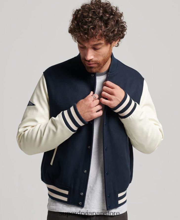 カレッジバーシティボンバージャケット 男性 Superdry 衣類 海軍 2J62PZ954