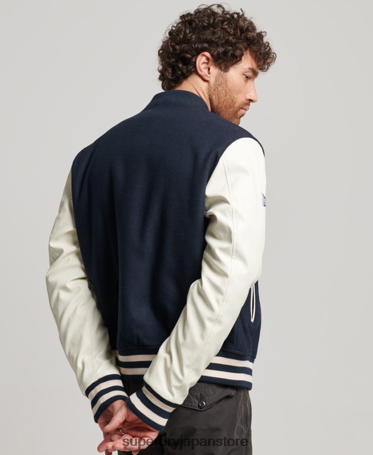 カレッジバーシティボンバージャケット 男性 Superdry 衣類 海軍 2J62PZ954