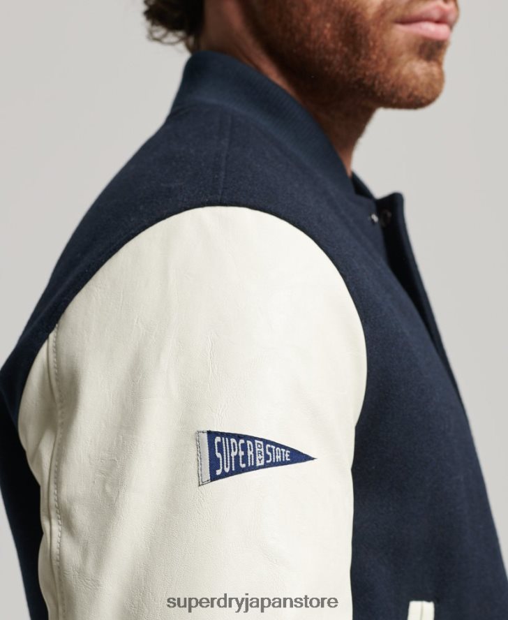 カレッジバーシティボンバージャケット 男性 Superdry 衣類 海軍 2J62PZ954