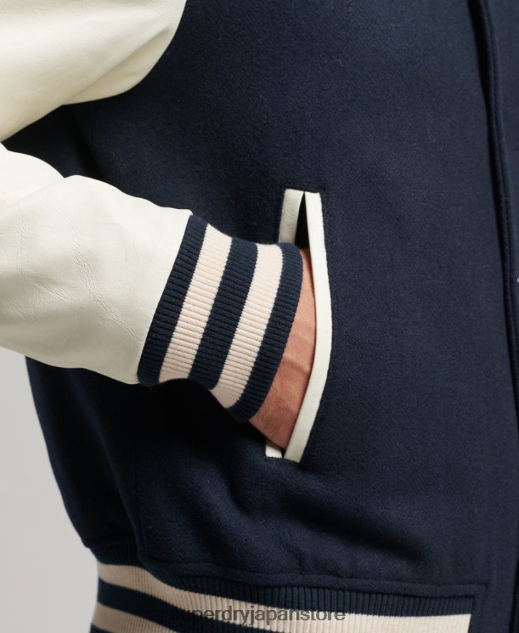 カレッジバーシティボンバージャケット 男性 Superdry 衣類 海軍 2J62PZ954