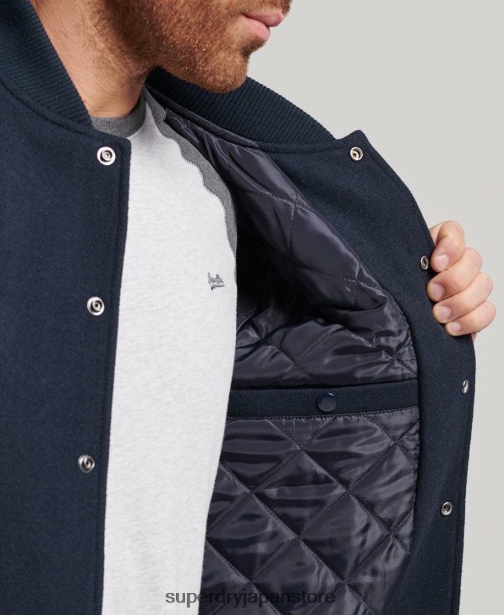 カレッジバーシティボンバージャケット 男性 Superdry 衣類 海軍 2J62PZ954