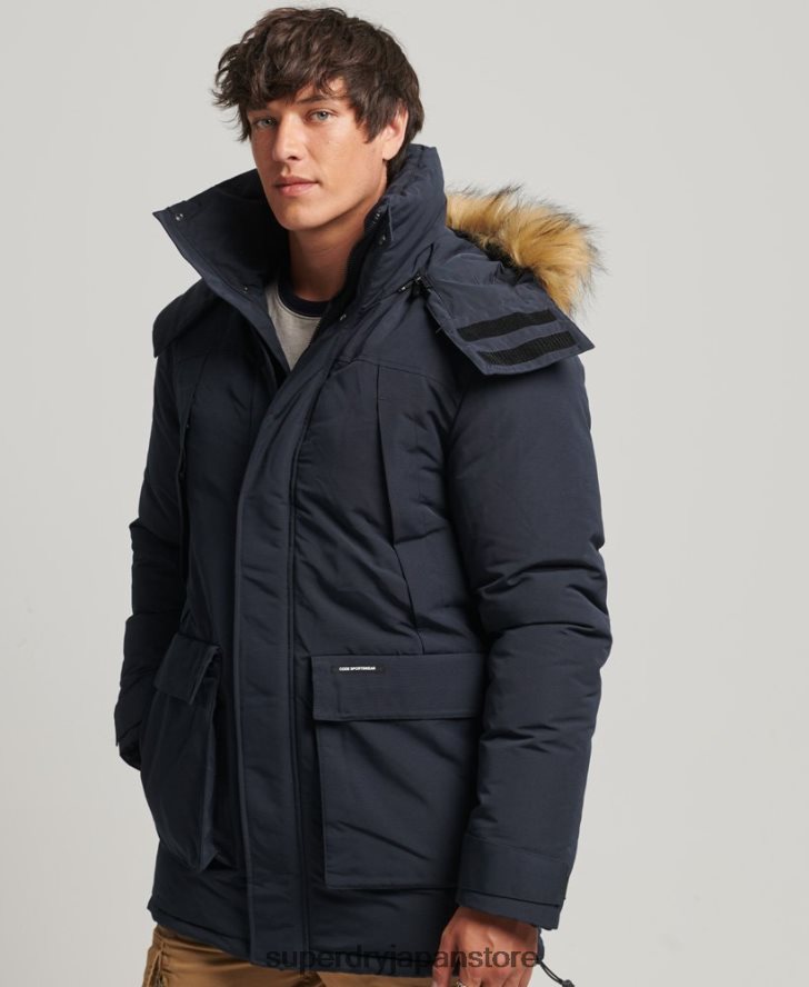 フェイクファーフード付きエベレストパーカージャケット 男性 Superdry 衣類 海軍 2J62PZ957