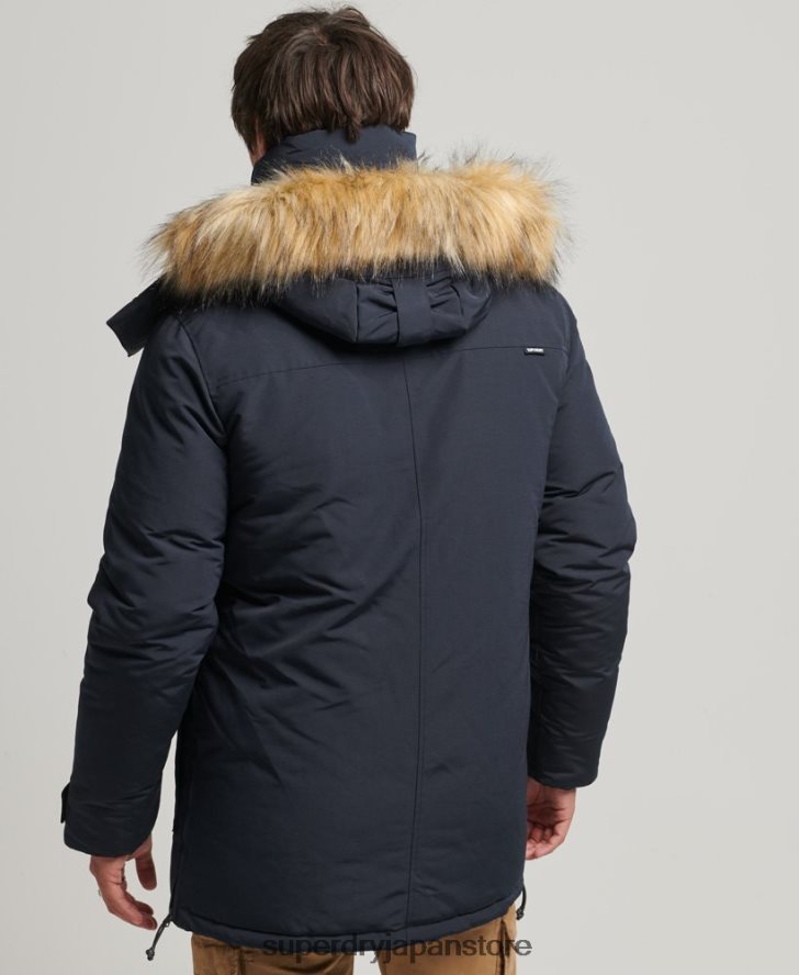 フェイクファーフード付きエベレストパーカージャケット 男性 Superdry 衣類 海軍 2J62PZ957