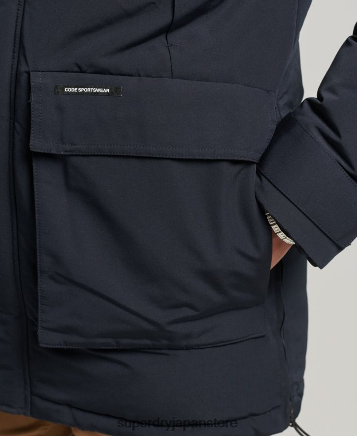 フェイクファーフード付きエベレストパーカージャケット 男性 Superdry 衣類 海軍 2J62PZ957