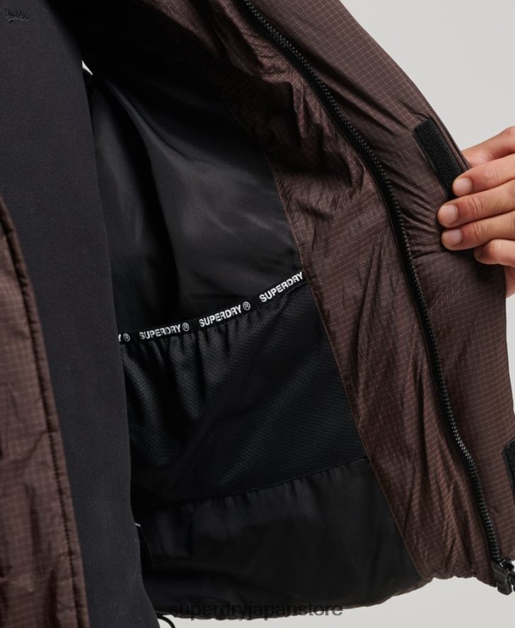 タッチライン パッド入りショートジレ 男性 Superdry 衣類 茶色 2J62PZ958