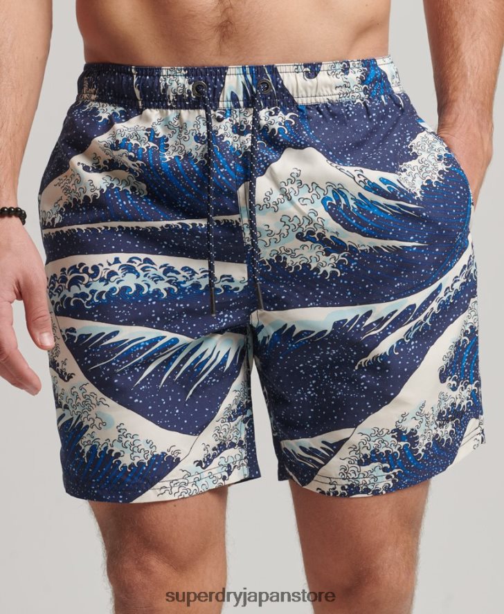 ハワイアンリサイクルスイムショーツ 男性 Superdry 衣類 青 2J62PZ96