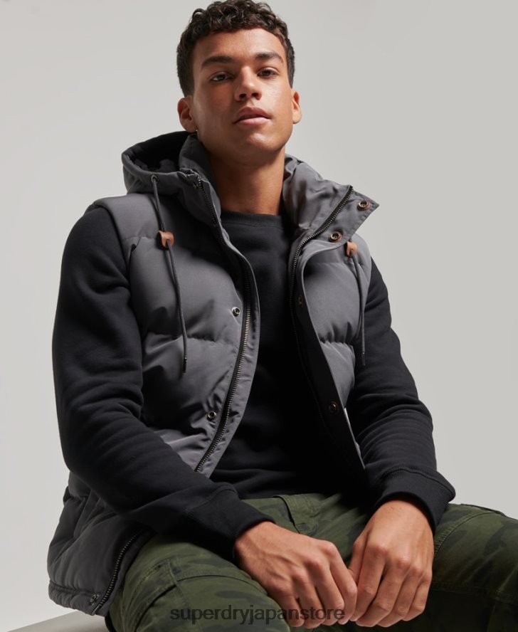 エベレスト フード付きパファージレ 男性 Superdry 衣類 濃い灰色 2J62PZ963