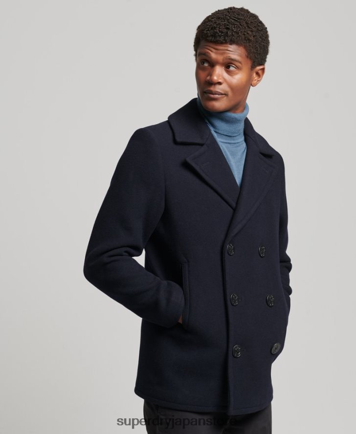 マーチャント ストア - ウール ピーコート 男性 Superdry 衣類 海軍 2J62PZ966
