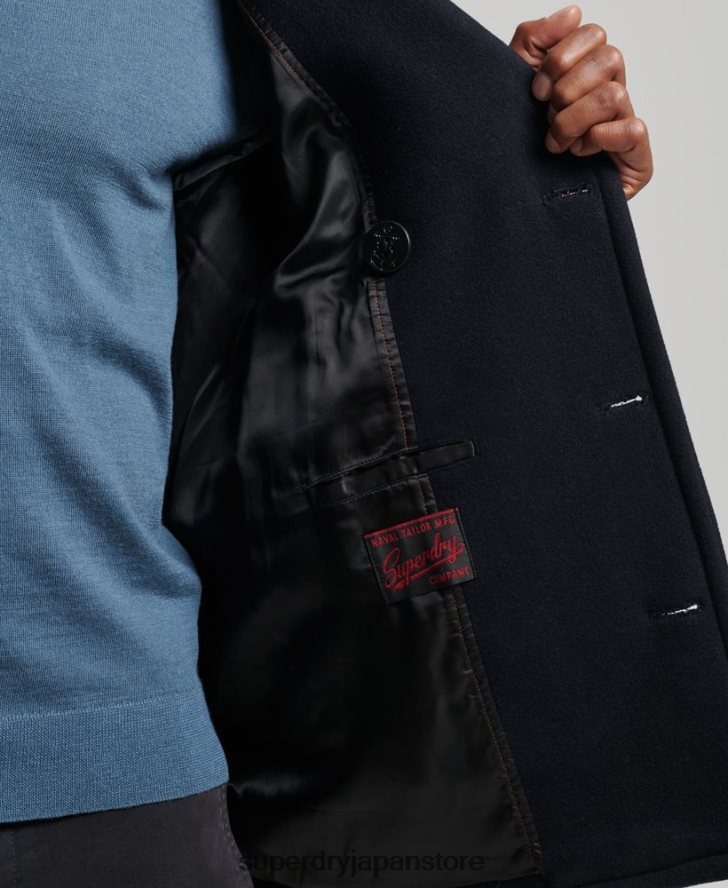 マーチャント ストア - ウール ピーコート 男性 Superdry 衣類 海軍 2J62PZ966