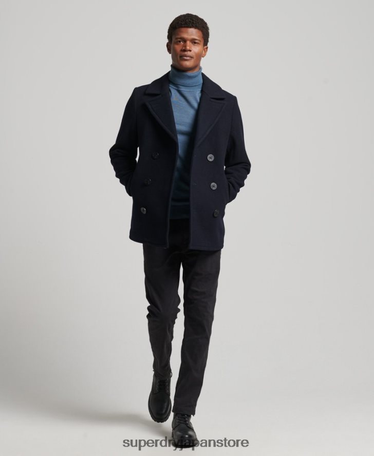マーチャント ストア - ウール ピーコート 男性 Superdry 衣類 海軍 2J62PZ966