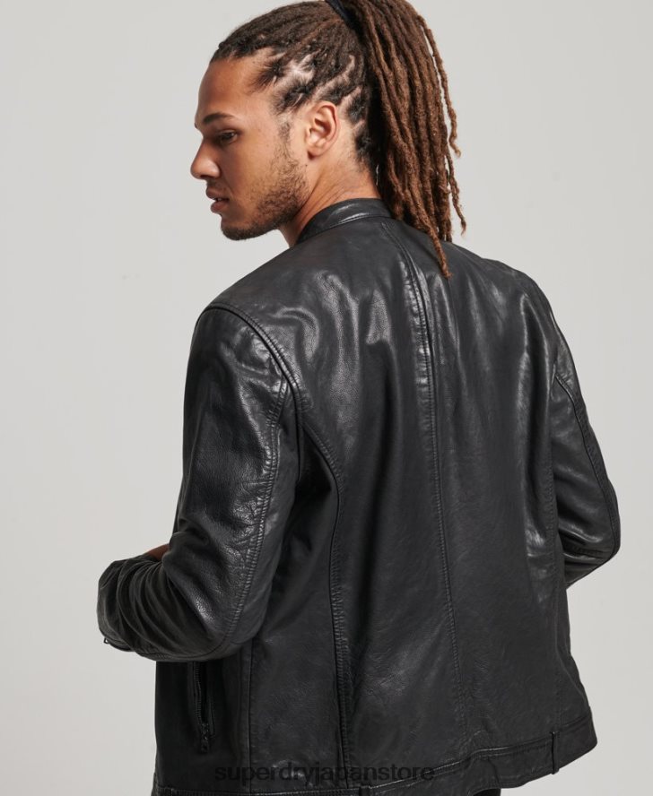 スタジオ レザー レーサー ジャケット 男性 Superdry 衣類 黒 2J62PZ967
