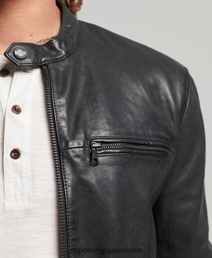 スタジオ レザー レーサー ジャケット 男性 Superdry 衣類 黒 2J62PZ967