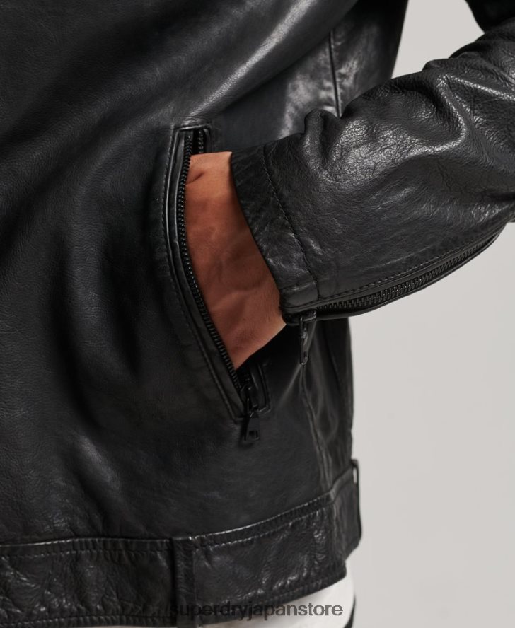 スタジオ レザー レーサー ジャケット 男性 Superdry 衣類 黒 2J62PZ967
