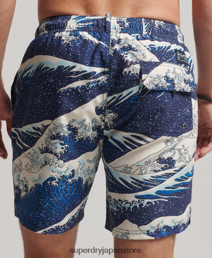 ハワイアンリサイクルスイムショーツ 男性 Superdry 衣類 青 2J62PZ96