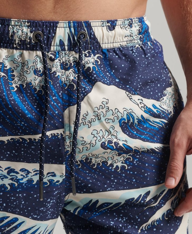 ハワイアンリサイクルスイムショーツ 男性 Superdry 衣類 青 2J62PZ96