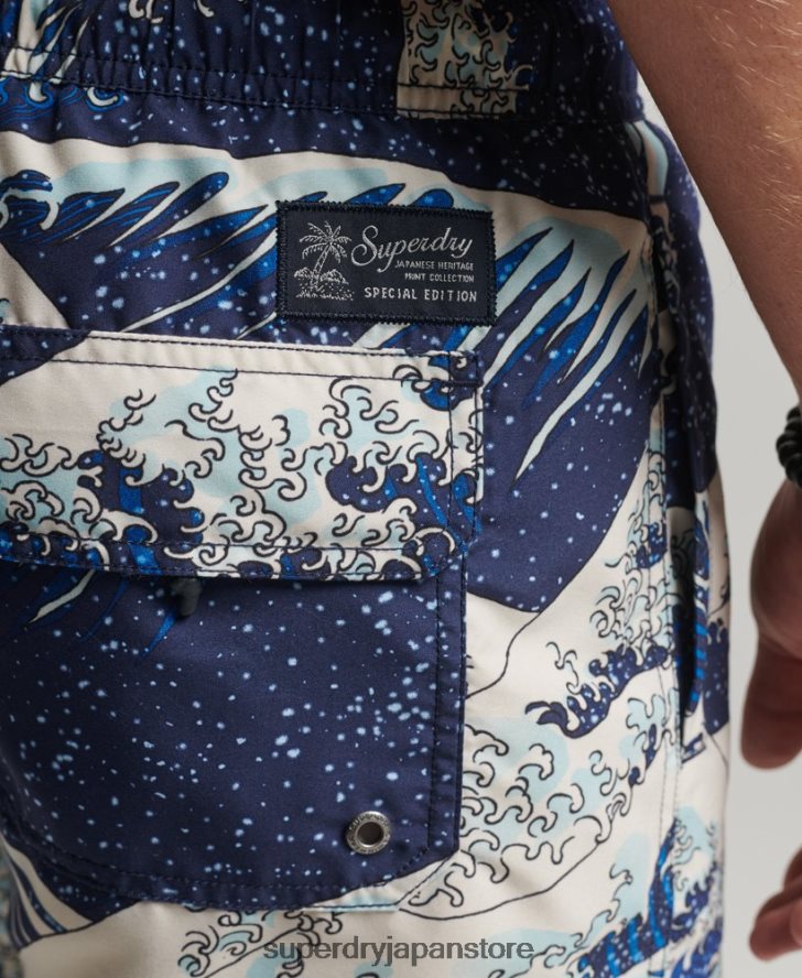 ハワイアンリサイクルスイムショーツ 男性 Superdry 衣類 青 2J62PZ96