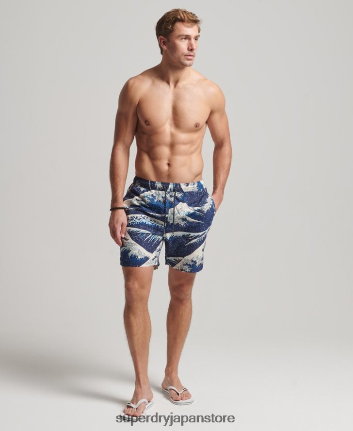 ハワイアンリサイクルスイムショーツ 男性 Superdry 衣類 青 2J62PZ96