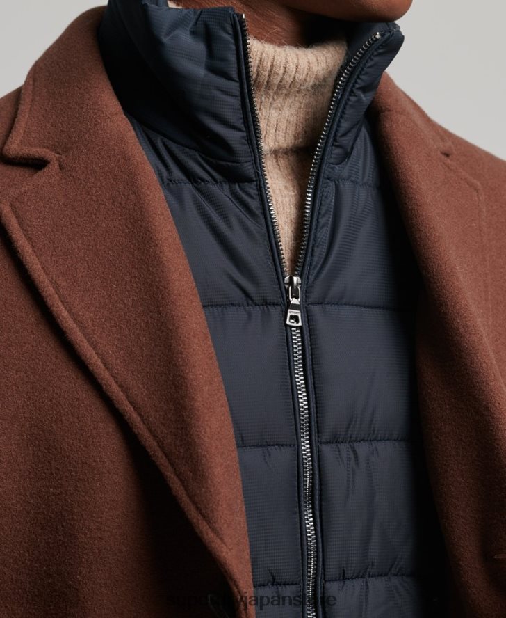 取り外し可能な裏地付きウールタウンコート 男性 Superdry 衣類 茶色 2J62PZ972