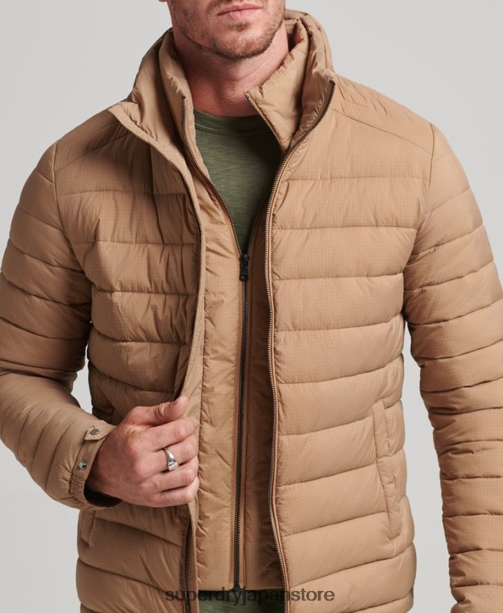 軽量のショートダウンコート 男性 Superdry 衣類 茶色 2J62PZ975