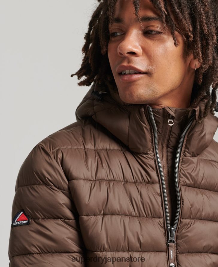 フード付きクラシックパファージャケット 男性 Superdry 衣類 茶色 2J62PZ987