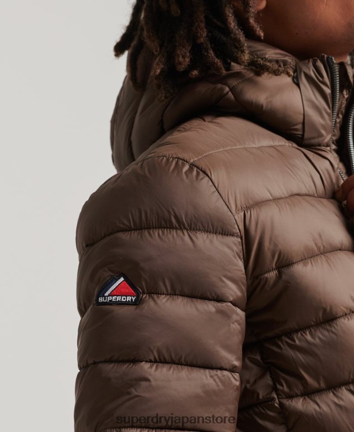 フード付きクラシックパファージャケット 男性 Superdry 衣類 茶色 2J62PZ987