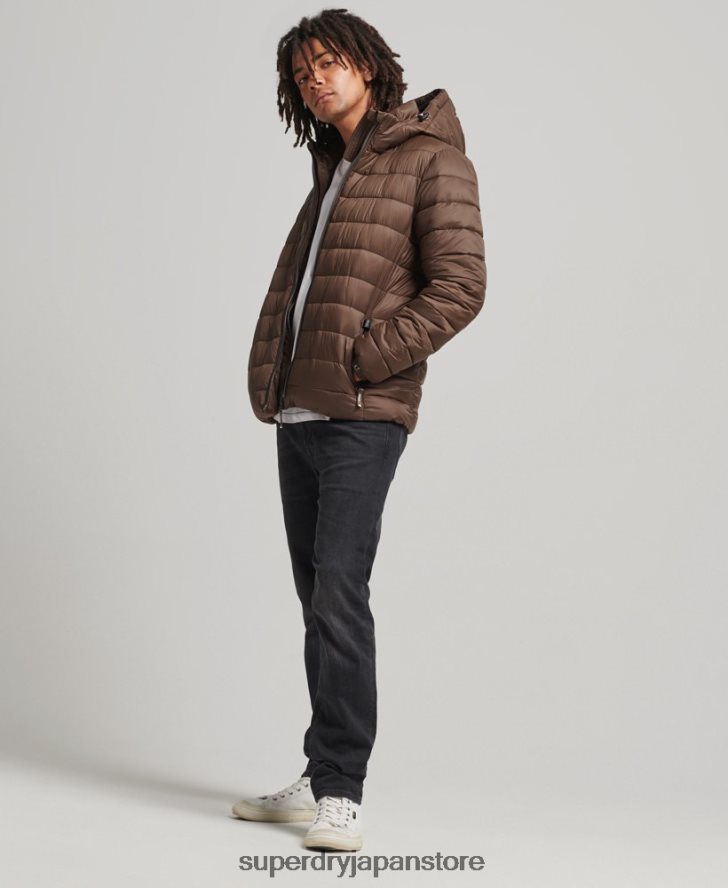 フード付きクラシックパファージャケット 男性 Superdry 衣類 茶色 2J62PZ987