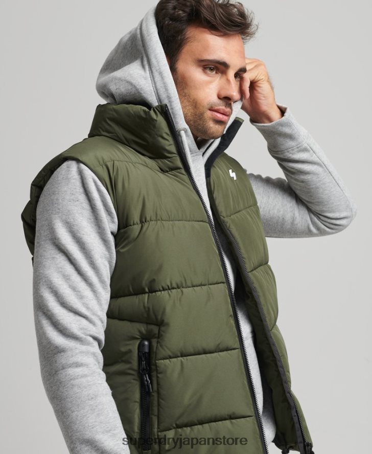 フードなしスポーツパファージレ 男性 Superdry 衣類 カーキ 2J62PZ990