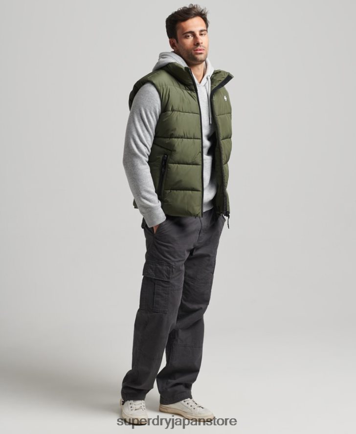 フードなしスポーツパファージレ 男性 Superdry 衣類 カーキ 2J62PZ990