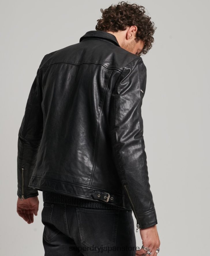 スリムフィットコーチレザージャケット 男性 Superdry 衣類 黒 2J62PZ991