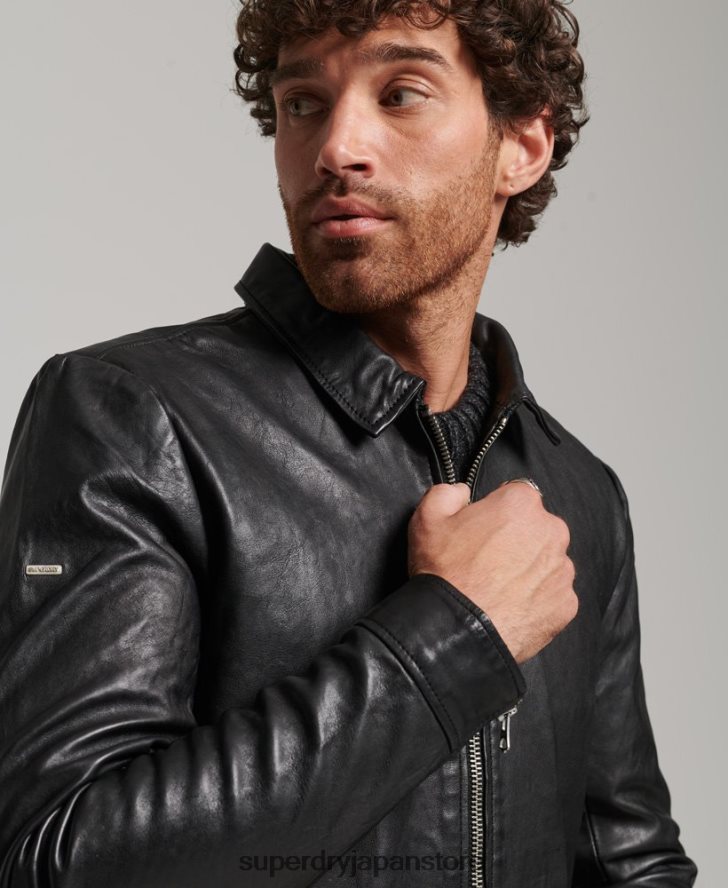 スリムフィットコーチレザージャケット 男性 Superdry 衣類 黒 2J62PZ991
